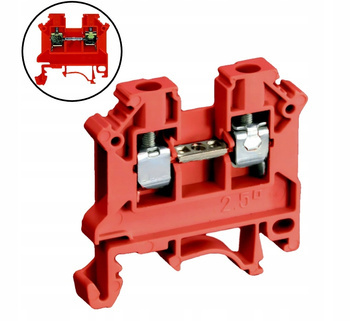Złączka Szynowa Gwintowana 2,5mm2 1 Tor na szynę czerwona Simet