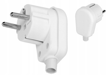 Wtyk Wtyczka Elektryczna Kątowa Płaska Rozbieralna Uni-schuko 16A Biała