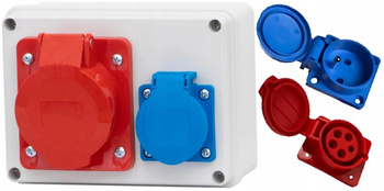 Rozdzielnica Rozdzielnia Skrzynka Budowlana Natynkowy 16A/5P 2x230V