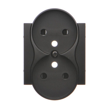 Simon 54 Pokrywa do Gniazda podwójnego z Uziemieniem i Przesłoną Czarny Mat