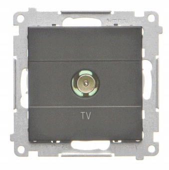 Simon 55 Gniazdo Pojedyncze Antenowe TV Końcowe Podtynkowe Czarne MAT
