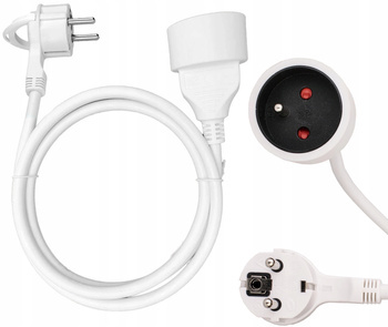 Przedłużacz Kabel 1,5 m Pojedynczy Płaska Wtyczka