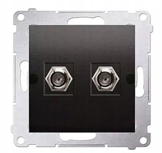 SIMON 54 Gniazdo Podwójne Antenowe Typu F Podtynkowe Czarny Mat