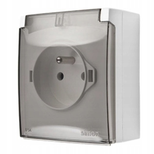 SIMON AquaClick Gniazdo Pojedyncze Natynkowe Bryzgoszczelne IP44