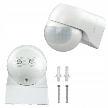 Czujnik Ruchu PIR Podczerwień Sensor Zasięg max 12m Biały Regulowany