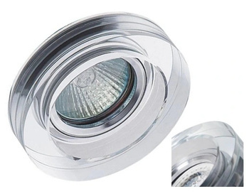 KANLUX Szklane Oczko Sufitowe LED Oprawka Ozdobna Szkło GU10 10W Srebrny