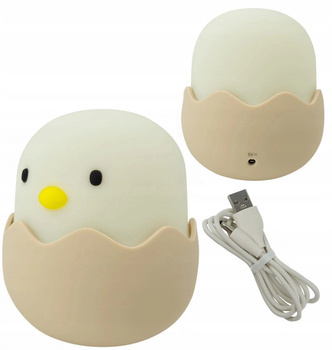 Lampka Nocna LED Dziecięca Bezprzewodowa Pisklak Biała Ciepła Kabel USB