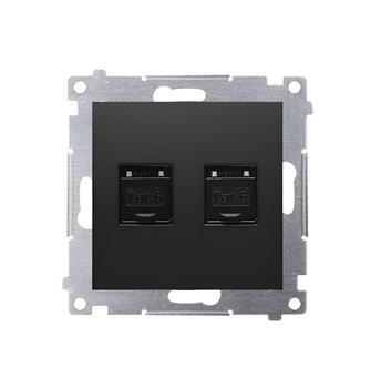 Simon 54 Gniazdo Podwójne Internetowe RJ45 Komputerowe Czarny Mat