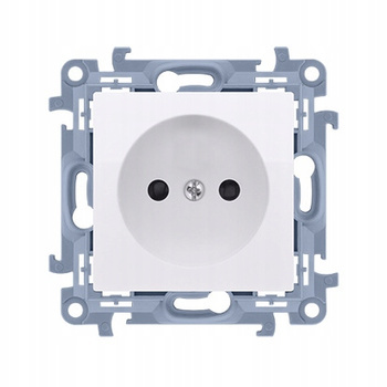 Simon 10 Gniazdo Pojedyncze Ścienne bez Uziemienia Podtynkowe Białe