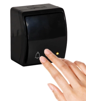 Przycisk Pojedynczy Dzwonkowy Hermetyczny Natynkowy Podświetlany Czarny