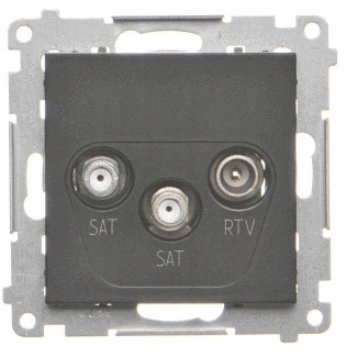 Simon 55 Gniazdo Podwójne Antenowe SAT-SAT-RTV Satelitarne Czarny MAT