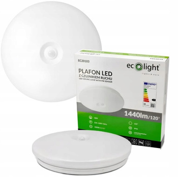 Plafon LED 18W 1440lm 4000K Lampa Sufitowa z Czujnikiem Ruchu Neutralna