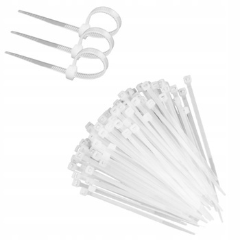 Opaski Kablowe Zaciskowe Bardzo Mocne Trytytki 3,6x100mm Biała 100 sztuk
