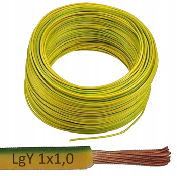 Przewód Kabel z linką giętką LgY 1x1,0 300/500V Żółto-zielony  1m