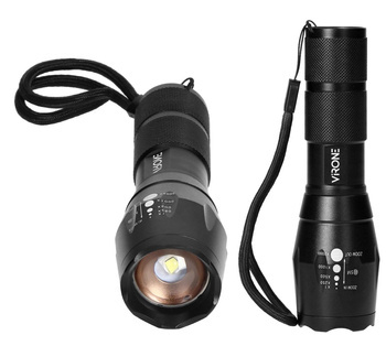 Ręczna Latarka LED Aluminiowa CREE 10W 800lm Zoom + Smycz Czarna na Baterie