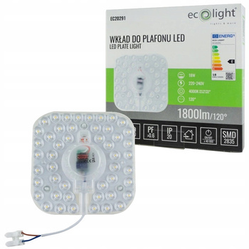 Żarówka Płytka Wkład do Plafonu LED SMD 18W + Zasilacz 4000K 12cm na Magnes