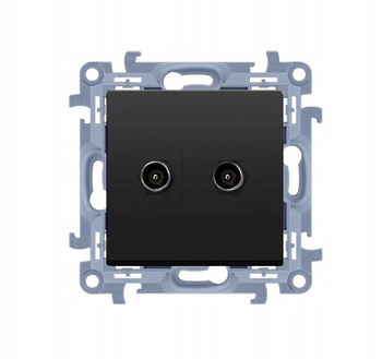 SIMON 10 Gniazdo Podwójne Antenowe Typu F Końcowe Podtynkowe Czarne Mat