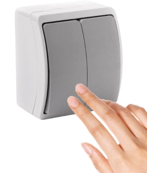 Łącznik Świecznikowy Włącznik Hermetyczny Natynkowy Podwójny Popiel-Grafit