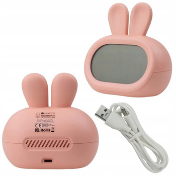 Budzik w Kształcie Królika Różowy Lampka Nocna dla Dziecka Dziecięca