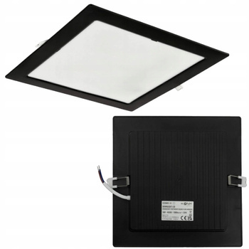 Oprawa Podtynkowa Plafon Lampa LED Sufitowa Kwadratowa Czarna 18W 22x22cm