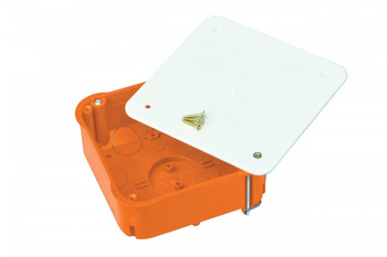 Puszka do płyt gipsowych regipsów z pokrywką PO 100x100x40 Pomarańczowa