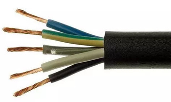 Przewód Kabel w gumie elastyczny OW H05RR-F 5x2,5 300 / 500V 1m Czarny