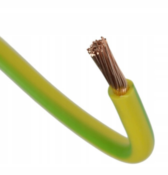 Przewód Kabel Elektryczny Jednożyłowy Żółto Zielony Giętki 6mm2 1m