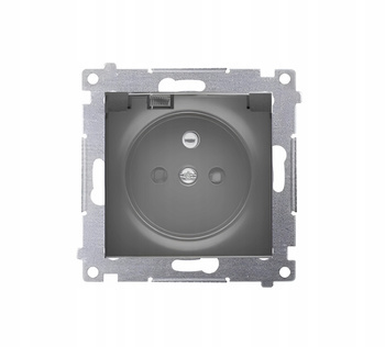 SIMON 54 Gniazdo Pojedyncze Hermetyczne z Uziemieniem Klapką Czarny Mat