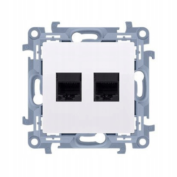 SIMON 10 Gniazdo komputerowe podwójne RJ45 BIAŁE