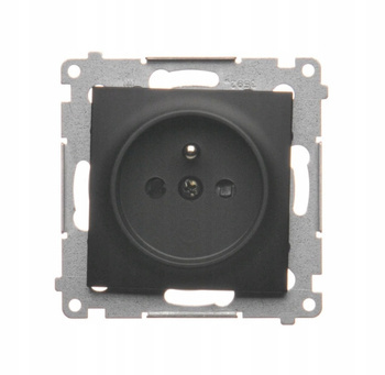 SIMON 54 Gniazdo Pojedyncze z Uziemieniem Przesłony 16A Czarny Mat