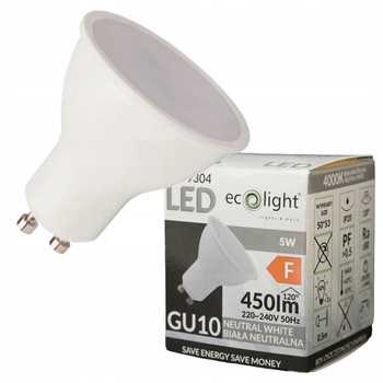 EcoLight Żarówka LED do Halogenu Gwint GU10 5W 4000K Barwa Biała Neutralna