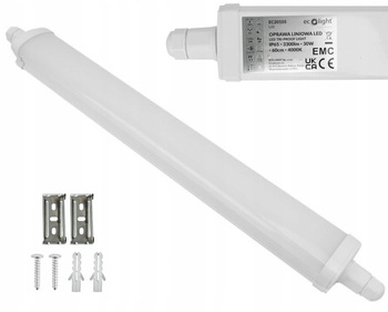 Lampa LED Oprawa Liniowa Hermetyczna 60cm 30W 3300lm Biała Neutralna 4000K
