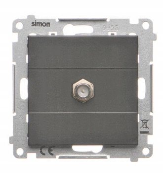 Simon 55 Gniazdo Antenowe Typu F Pojedyncze Podtynkowe Czarne Mat