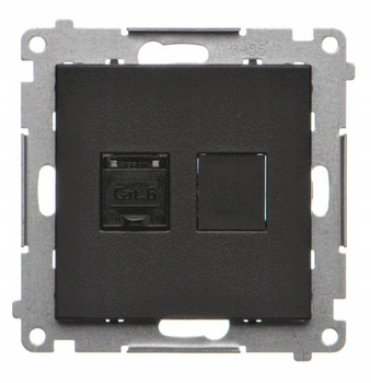Simon 55 Gniazdo Pojedyncze Komputerowe Internetowe RJ45 Czarne Mat