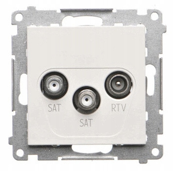 Simon 55 Gniazdo Antenowe Satelitarne Podwójne SAT-SAT-RTV Białe MAT