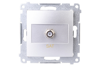 SIMON 54 Gniazdo Antenowe Pojedyncze Typu F Podtynkowe Srebrny Mat