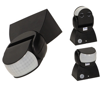 Zewnętrzny Czujnik Ruchu Regulacja Poziom Pion LED 180 st. 1200W Czarny