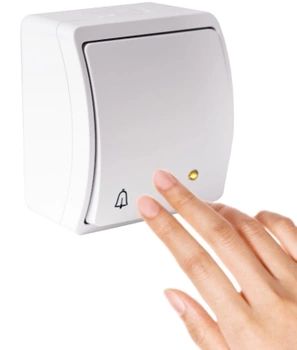 Przycisk Dzwonkowy Hermetyczny Natynkowy Odbijający Podświetlany Biały IP44