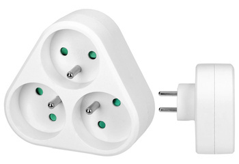 Rozdzielacz Rozgałęźnik Elektryczny Trójnik Złodziejka Uziemienie Biały